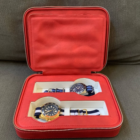 4 watch travel case red leather - Picture 8 of 8